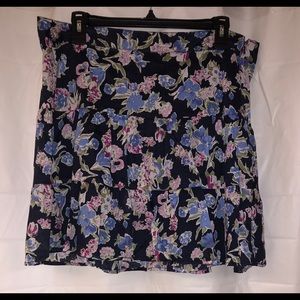 Navy Blue & Pink Short Floral Skirt